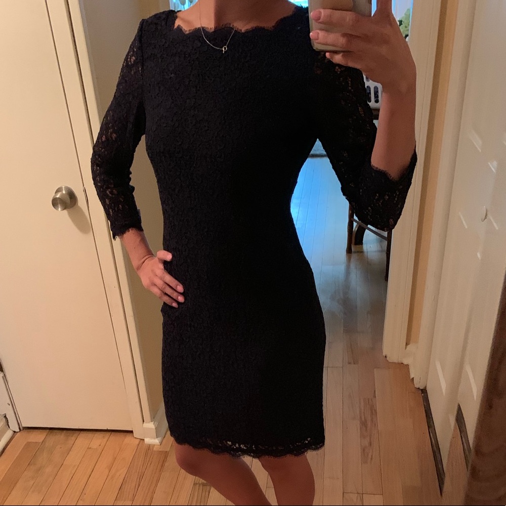 Cache // Dark blue lace dress